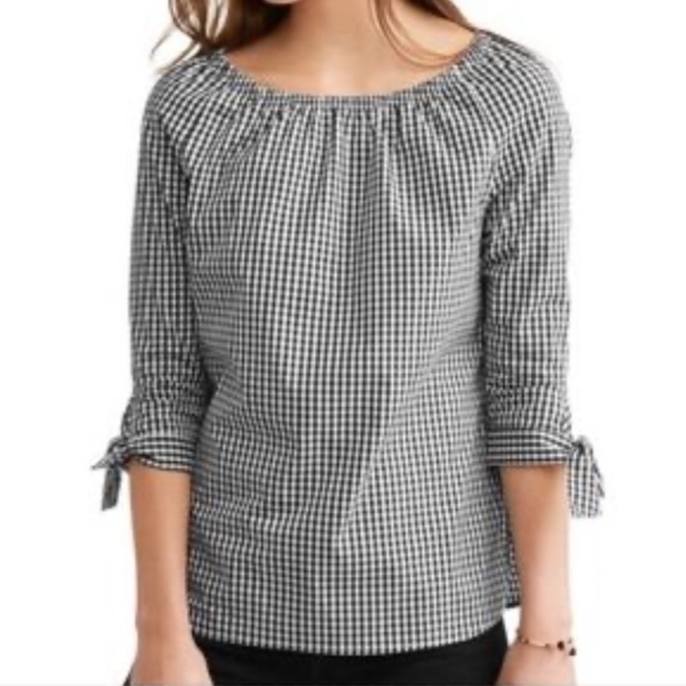 Black and White Gingham Shirt Checked Blouse